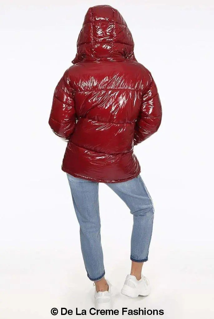 High Shine Funnel Neck Quilted Jacket