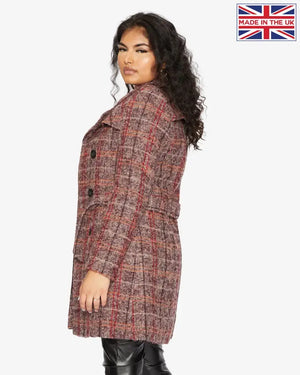 De La Creme Womens Wool Blend Check Double Breasted Military Coat Coats & Jackets