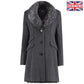 De La Creme - Womens Wool Blend Faux Fur Collar Midi Coat