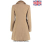 De La Creme - Womens Wool Blend Faux Fur Collar Midi Coat