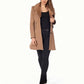 De La Creme - Womens Wool Blend Faux Fur Collar Midi Coat