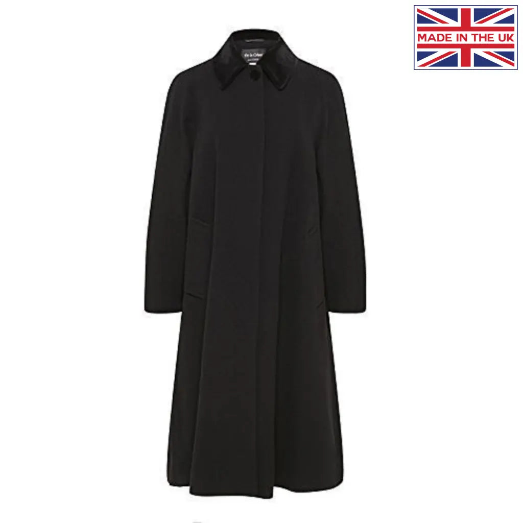 Wool Blend Oversized Velvet Trim Swing Coat