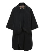 Wool Blend Double Sided Reversible Tartan Check Cape Capes