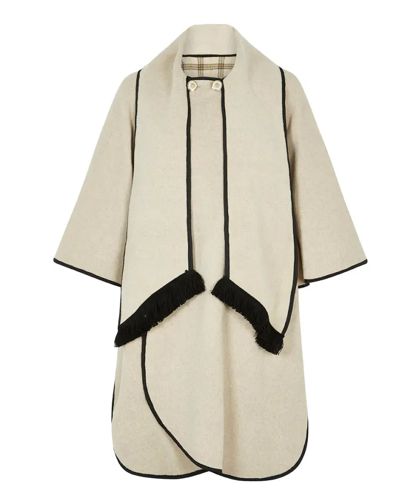 Wool Blend Double Sided Reversible Tartan Check Cape Capes