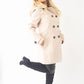 Wool Feel Double Breasted Hooded Coat Stone / Uk 8/eu 36/us 4